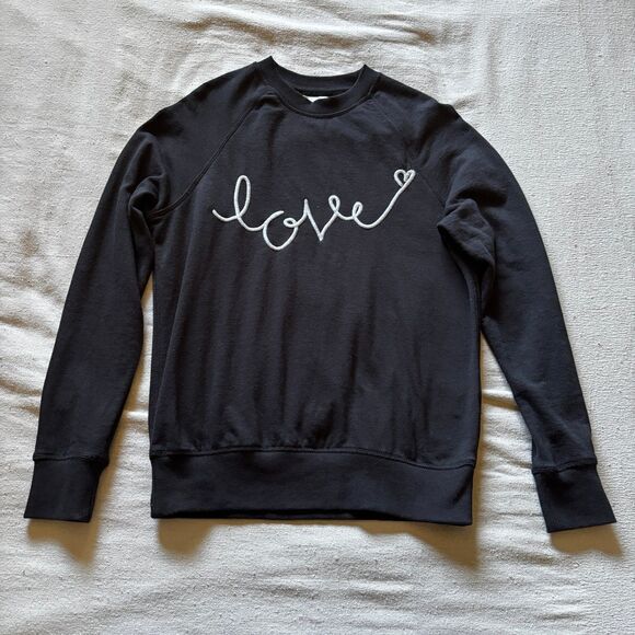 Spiritual Gangster Sweaters - Spiritual Gangster Black Embroidered "Love" Pullover Sweatshirt